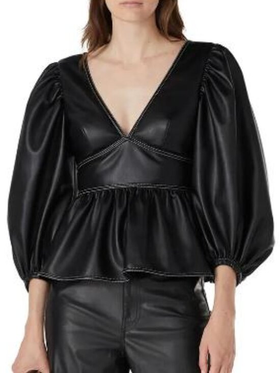 STAUD - Very 2026 trendy top. Tops - STAUD Luna Top Faux Leather Halter Neck Top- Haut Luna Top- Vegan- Haut Dos nu.